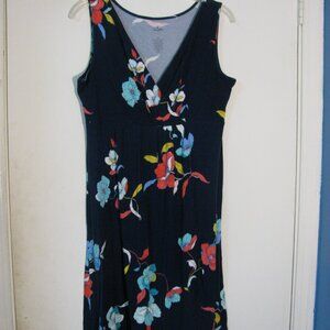 St Johns Bay Summer Dress Medium NWOT $39 Halter Style Dark Blue Floral